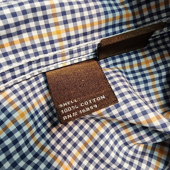 J. McLaughlin Men's Blue / Orange Multi Color Plaid Button Down Size M - Picture 7 of 14